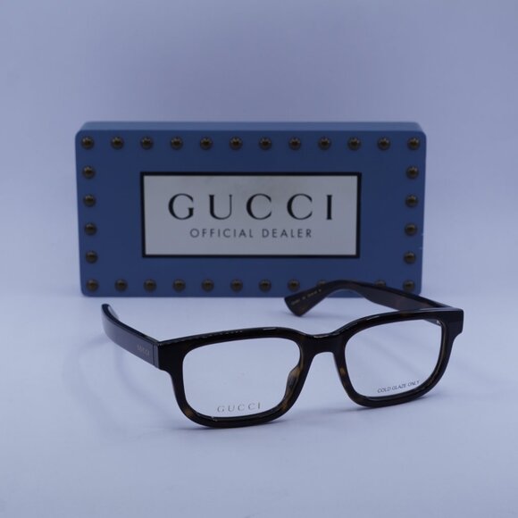 Gucci GG1584O 002 Square Eyeglasses - Dark Havana 53mm - Picture 4 of 10